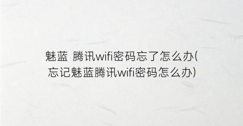 魅蓝腾讯wifi密码忘了怎么办(忘记魅蓝腾讯wifi密码怎么办)